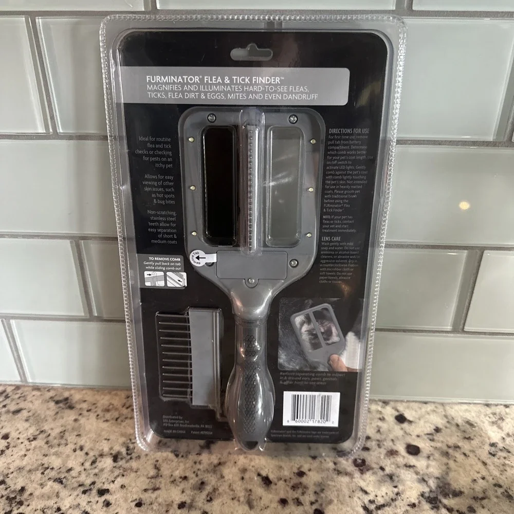 Furminator Flea & Tick Finder 3 In 1 Detecting Tool Locate Fleas Ticks Fur Comb